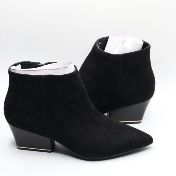 Alfani Womens Armena Faux Suede Pointed Toe Ankle Boots Black 9.5 Medium (B,M) - Picture 2 of 3